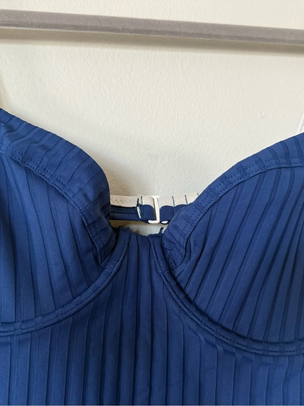 aerie Navy Ribbed One-Piece with White Straps